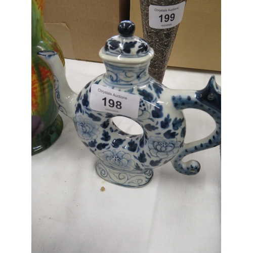 198 - Blue and white Chinese style coffee pot