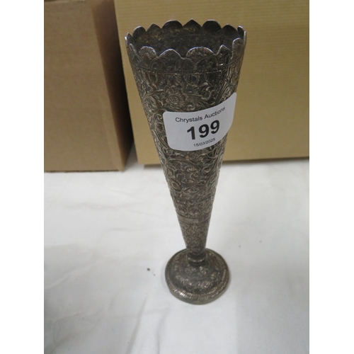 199 - Indian silver chased vase