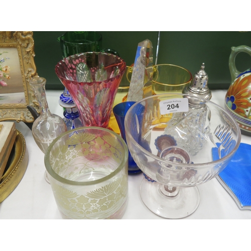 204 - Collection of coloured and other glass