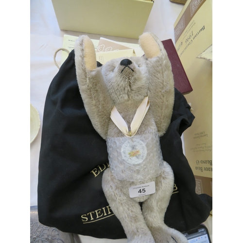 45 - Richard Steiff teddy bear, grey, 30 cms long, Steiff Club Edition 2005 with certificate 04751 (boxed... 