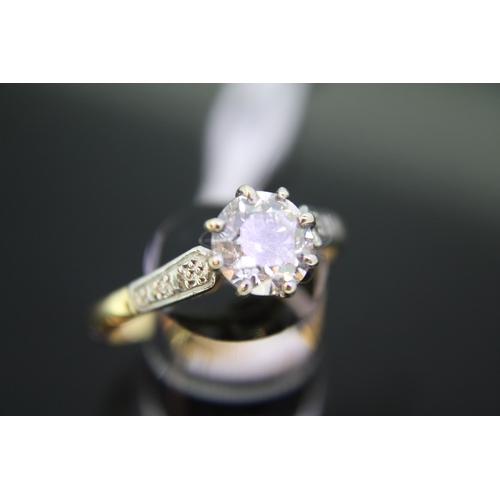 223 - Platinum and 18 ct gold solitaire diamond ring  1.2 ct. with certificate - size M/N