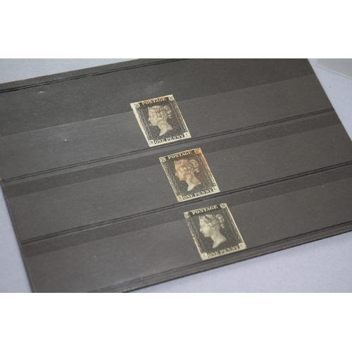 237 - Three good Victoria penny black stamps