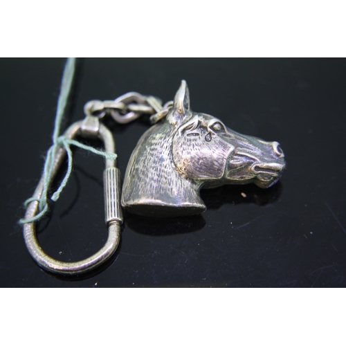 288 - A silver horse head key ring