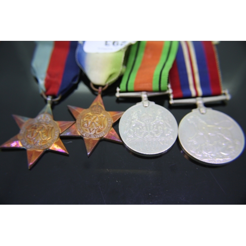 293 - Set of four WW2 medals plus two badges