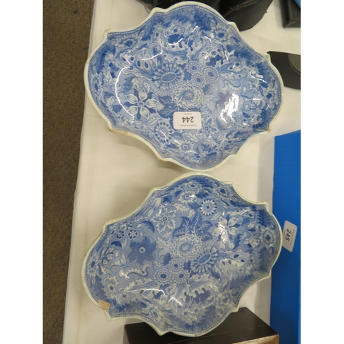 244 - Two New Hall blue and white pottery dishes