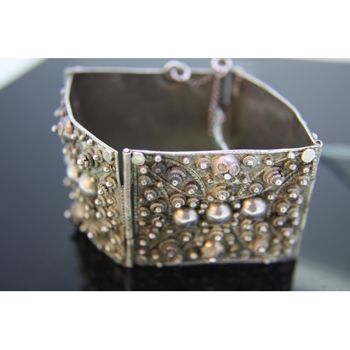 263 - Indian silver four panel bangle