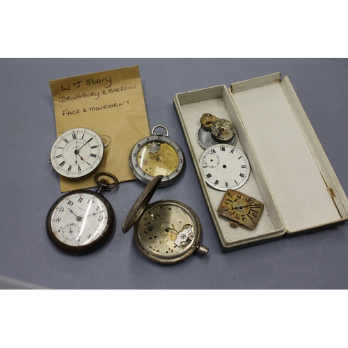 270 - Collection of pocket watch and watch parts including one silver cased