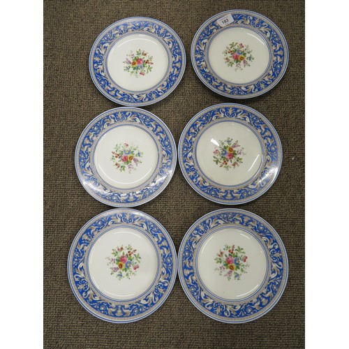 183 - A collection of coffee set, blue plates, glass birds, vase etc