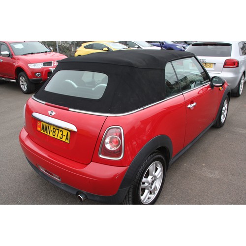 57 - MMN873A
Red Mini One convertible 1600cc
First Registered 28.10.2011
Approx 65,841 miles
Petrol Manua... 