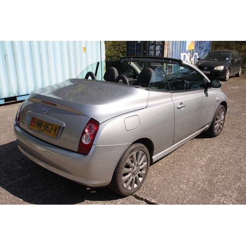 3 - HMN863K
Silver Nissan Micra Convertible 1598cc
First Registered 28.04.2006
Approx 49,805 miles
Manua... 