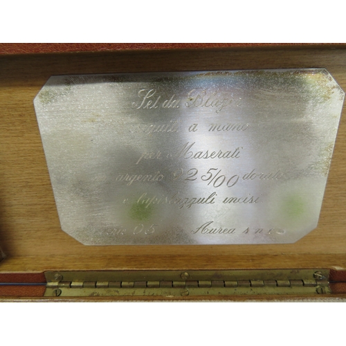 38 - An extremely limited edition of Maserati blazer buttons - silver gilt, Lapis lazuli faces with the M... 