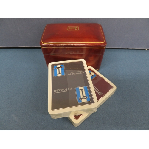 40 - Very Rare DeTomaso playing card sets (still in cellophane wrapping) housed in a leather box with the... 