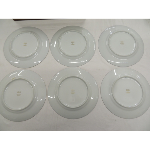 41 - Set of Six Bernardaud Limoges Maserati dishes - with gilt and navy blue borders - bearing the Masera... 