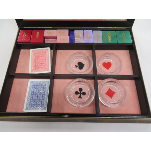 42 - Luxury handmade Italian gambling set with tokens, playing cards and ashtrays - by G. G. Sport - Sass... 