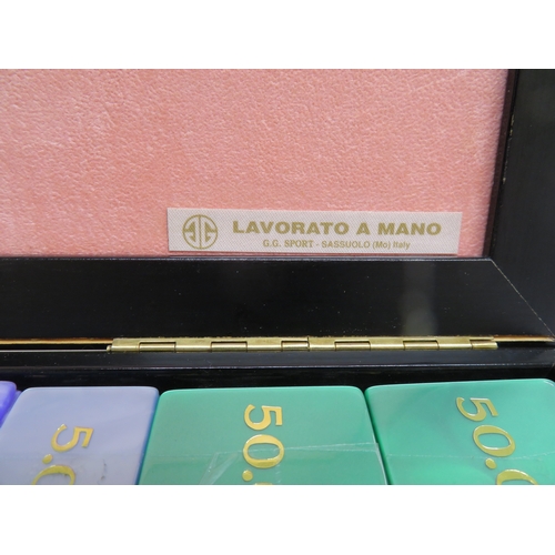 42 - Luxury handmade Italian gambling set with tokens, playing cards and ashtrays - by G. G. Sport - Sass... 