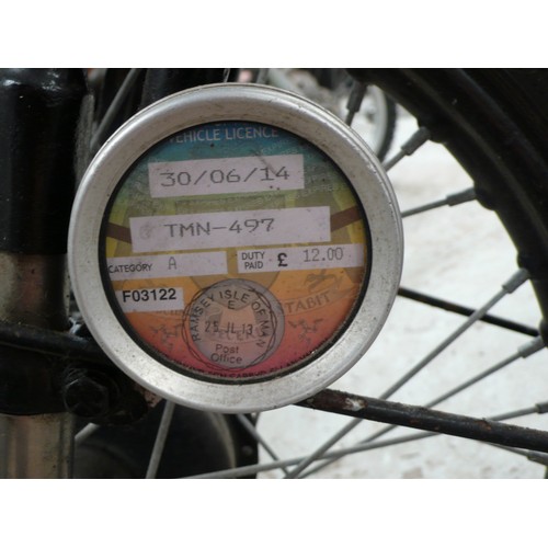 48 - TMN497
Scott Flying Squirell 500cc
Circa 1927
Petrol
Engine no FZ8691
Together with old registration... 