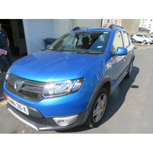 27 - MMN316K
Blue Dacia Sandero Stepway Ambiance 898cc
First Registered 16.06.2016
Approx 21,091 miles
Ma... 