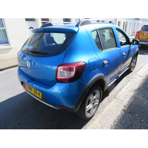 27 - MMN316K
Blue Dacia Sandero Stepway Ambiance 898cc
First Registered 16.06.2016
Approx 21,091 miles
Ma... 