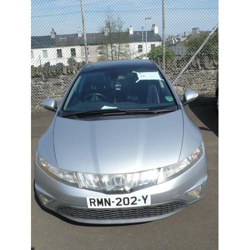 18 - RMN202Y
Silver Honda Civic i-VTEC 1799cc
First Registered 09.07.2008
Approx 68,000 miles
Manual Petr... 