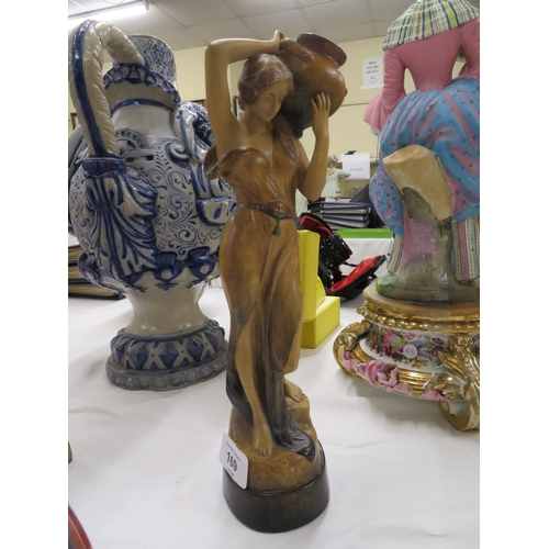 169 - Art nouveau semi-naked water carrier signed Grohs - ht. 11.5 ins approx.