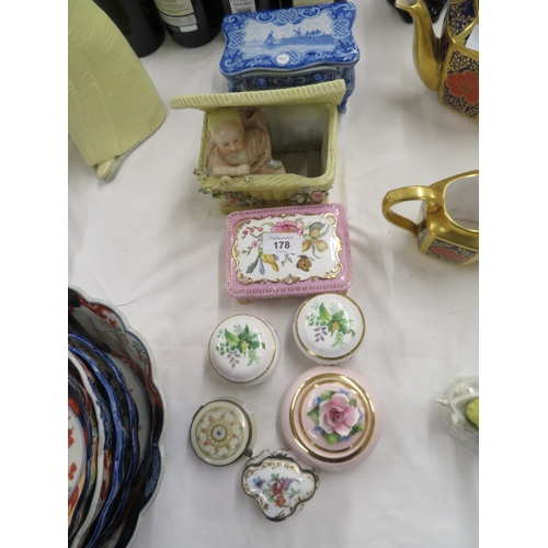 178 - Eight porcelain boxes some French