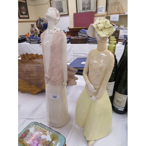 180 - Two M Markarel Kendall tall elegant pottery figurines