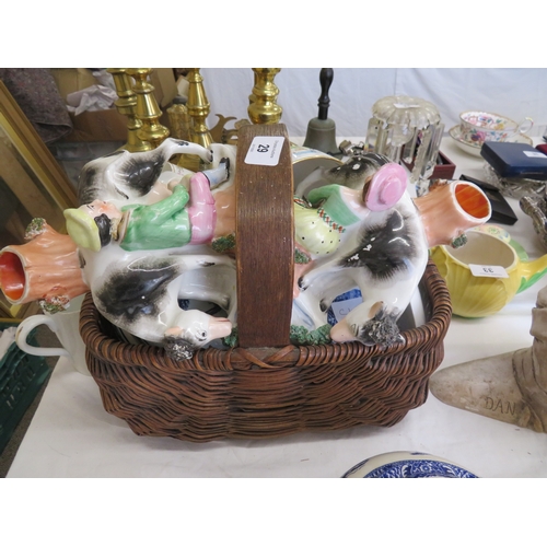 29 - Basket of Limoges, Staffordshire flatbacks etc