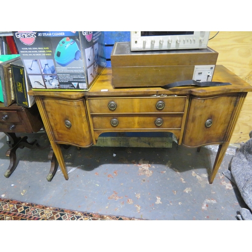 25 - Mahogany sideboard with cupboard to each side two drawers to centre on square tapering legs plus con... 