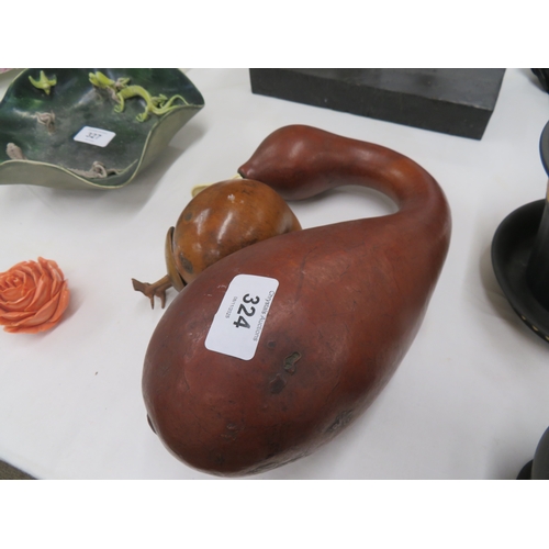 224 - Two dried gourds shaped in the form of ducks