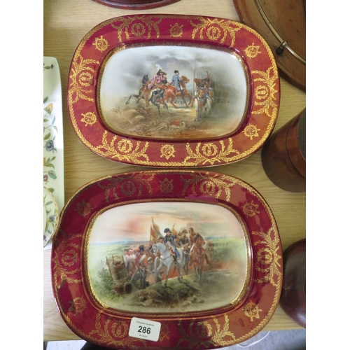 286 - Pair of well painted dishes of Napoleonic scenes