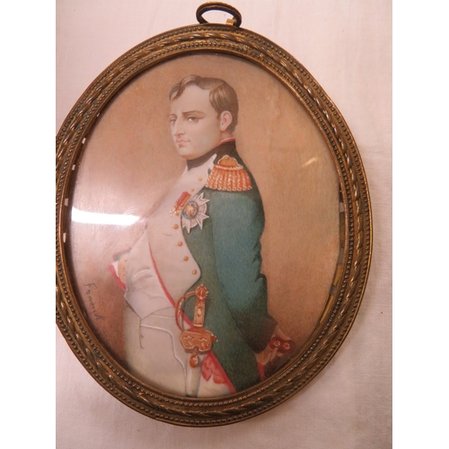 204 - Oval portrait miniature of Napoleon 1st, signed Franck - ht. 3.5 ins approx.