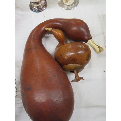 224 - Two dried gourds shaped in the form of ducks