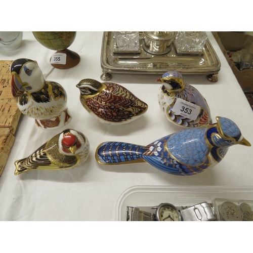 353 - Five Royal Crown Derby birds