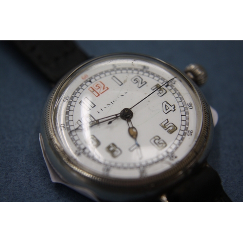 194 - Circa 1930's Gent's silver cased  wrist watch mark SS&Co to movement (ticking)