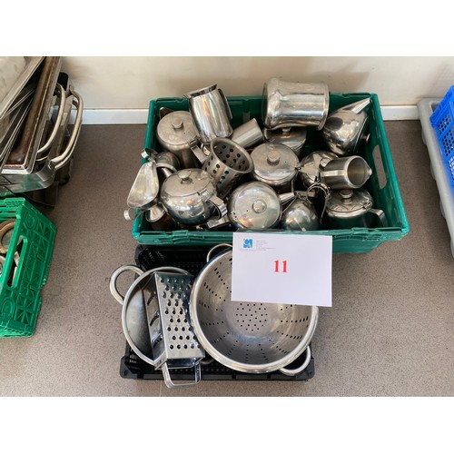 11 - Two trays stainless steel teapots and kitchen items

VIEWING
9am - 3pm Friday 30th January
Kelly's C... 