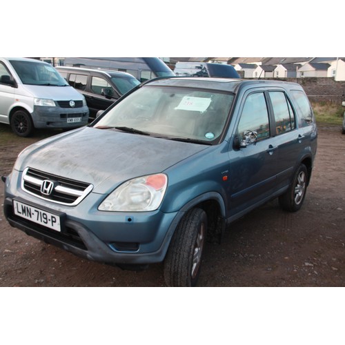 218 - LMN719P
Blue Honda CR-v 1998cc
First Registered 25.09.2002
Approx 119,000 miles
Manual Petrol
Left W... 