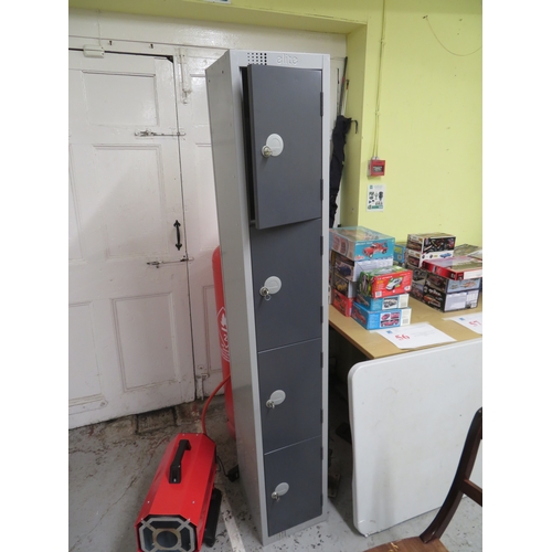 136A - Four section metal locker with keys

Viewing at The Saleroom Allan St, Douglas 
10am - 4pm Friday 30... 