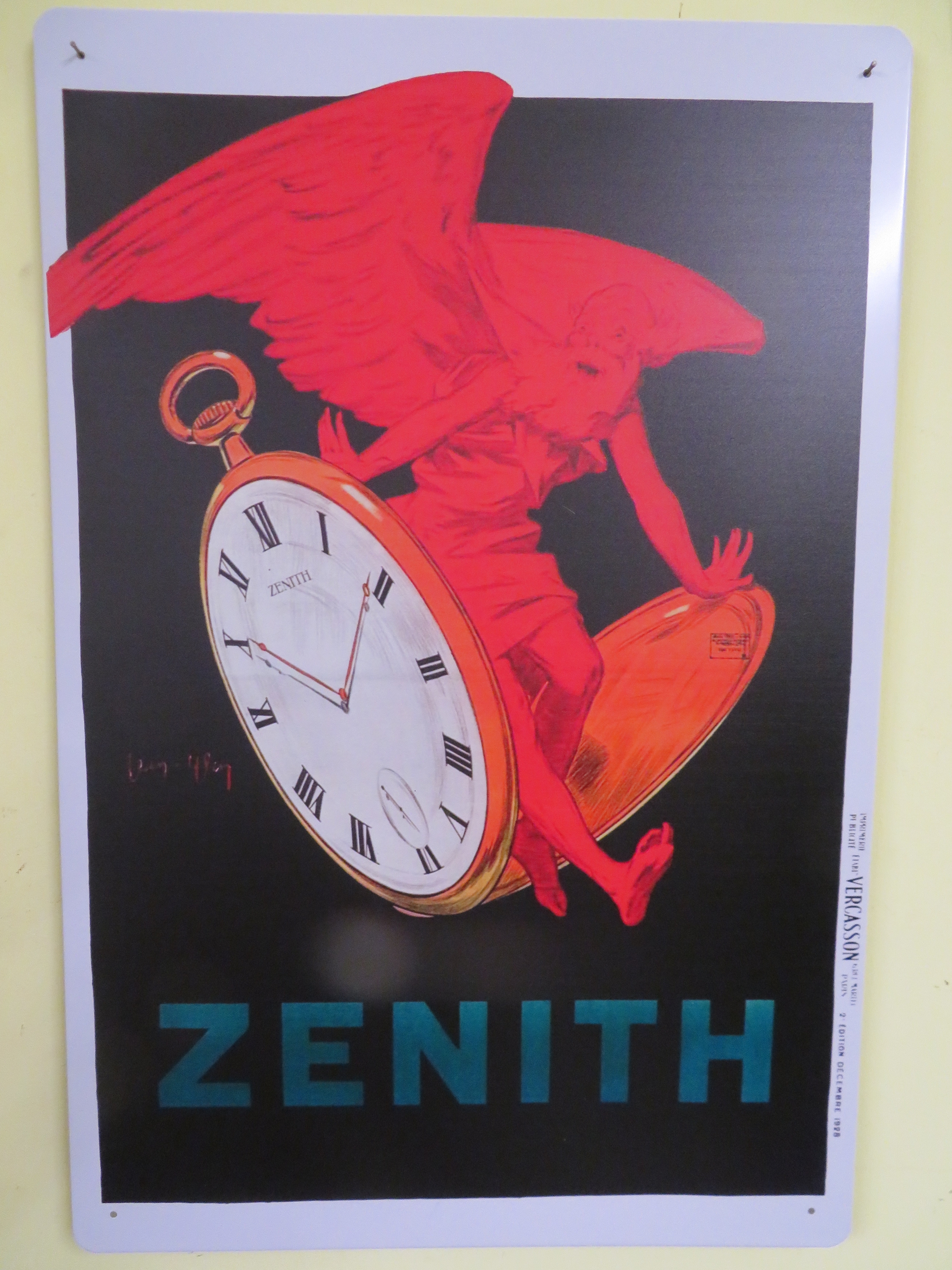 Three metal advertising signs for pocket watches - Zenith (Originally ...