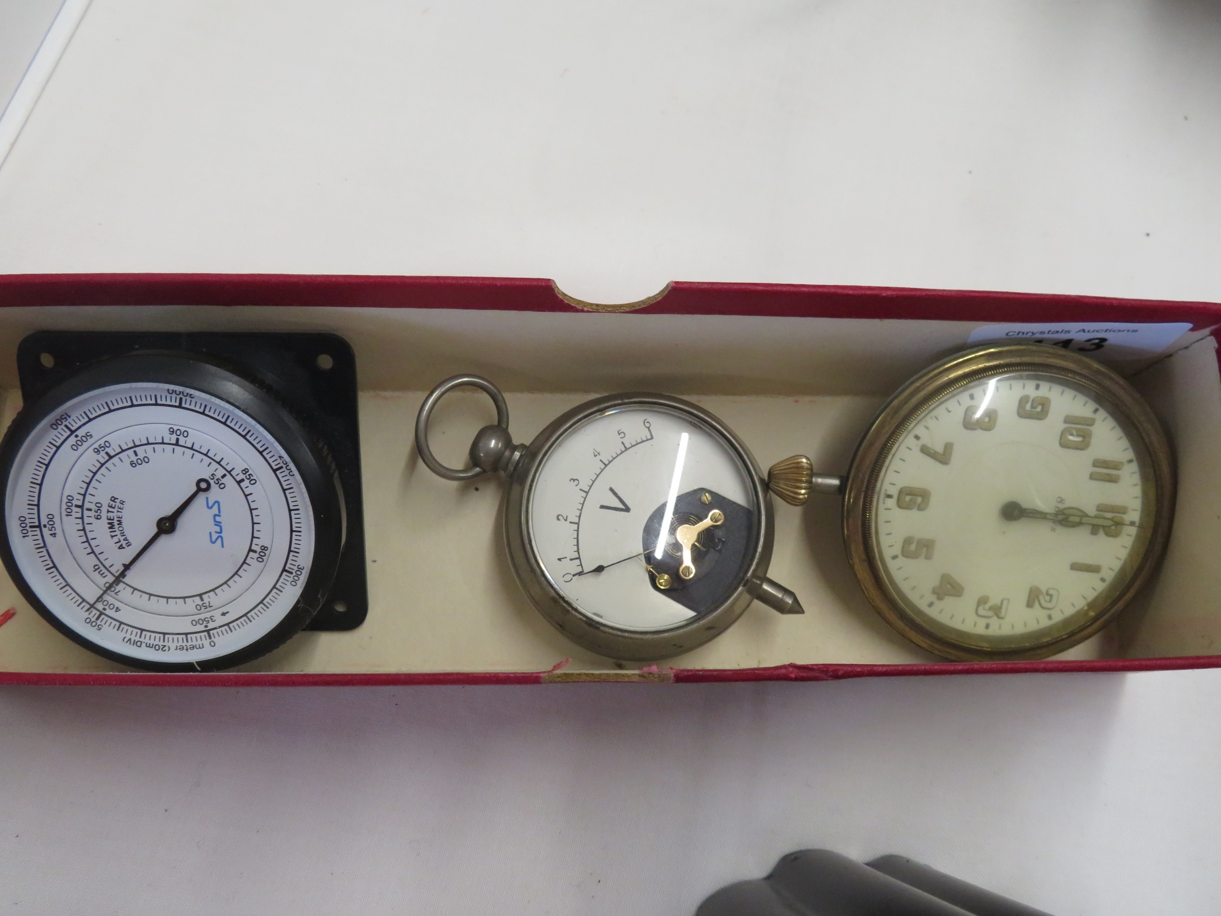 Small barometer, travel clock and a ampmeter
