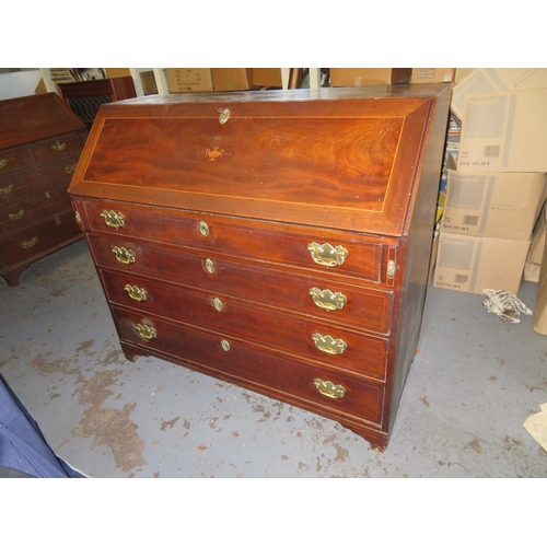 244 - Mahogany fall front bureau with fitted interior and four drawers