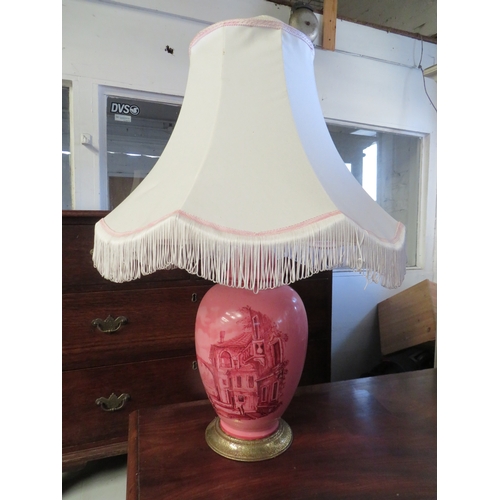 259 - Pair of pink pottery table lamps