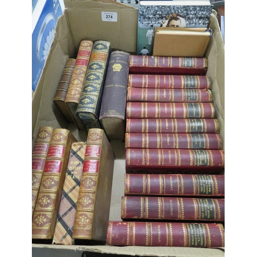 274 - Box of leather bound and some leather spined books&nbsp;