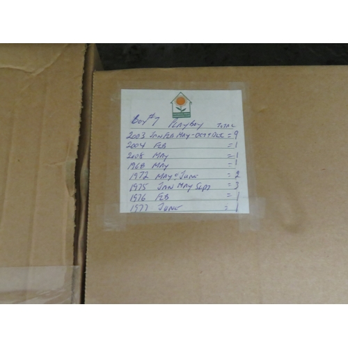 289 - Four boxes of Playboy magazines 70's, 80's 90's