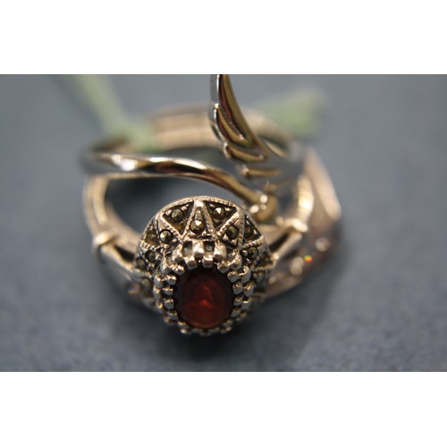 Three silver jewelled rings