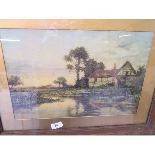 198 - Two prints of cottages by the river