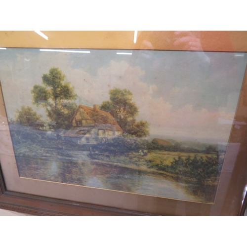 198 - Two prints of cottages by the river