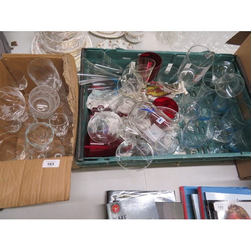 183 - Two boxes of glass
