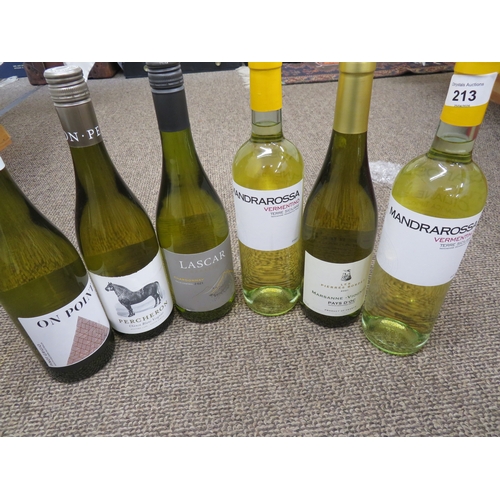 213 - Six bottles of white wine, French and Italian, together with six half bottles