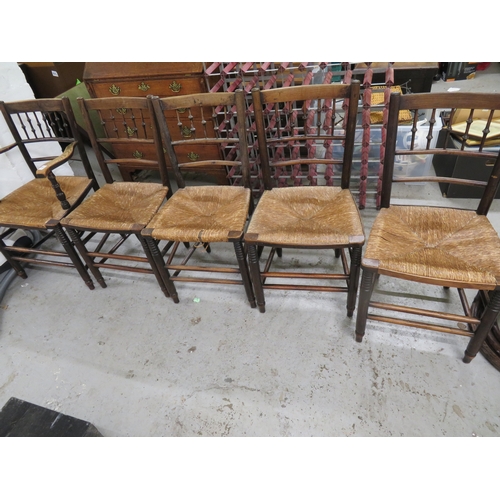 231 - Set of five Rattan seat dining chairs