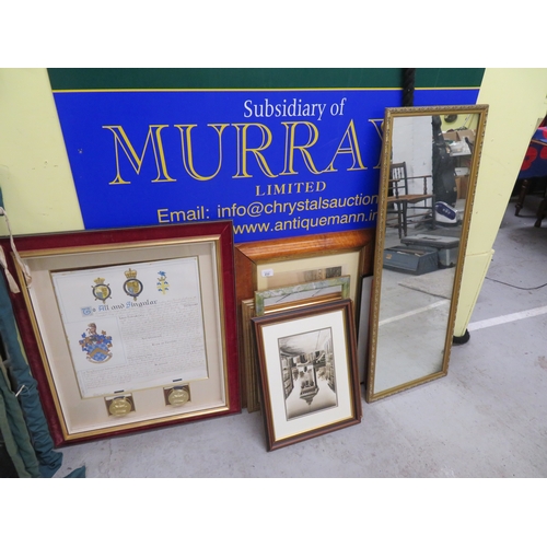 233 - Collection of prints and mirror